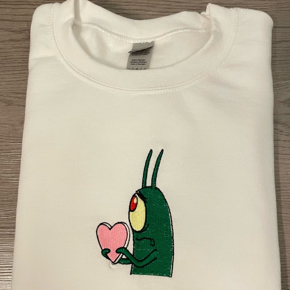 Plankton Heart Valentine White Sweatshirt - Picture 2 of 7